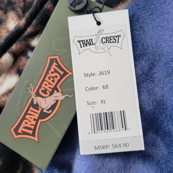 Y2K Trail Crest Outdoorsmen Men’s XL Wolves Nature Full Zip Fleece Jacket, NWT - Picture 4 of 6